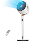 Dreo Fan for Bedroom, 120° Oscillating Standing Fan, Quiet Floor Fan with DC Motor, 82ft Pedestal Fan for Whole Room, 8 Speeds, 3 modes, 20dB, 120° Manual Vertical, 35-40" Adjustable Height, 8H Timer