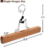JS Hanger Natural Solid Wooden Collection Slack Hanger, Wood Skirt Hangers, Natural Polished, Set of 10 - MEFELE Cln