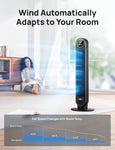 Dreo Tower Fan for Bedroom, 25ft/s Velocity Quiet Floor Fan, 90° Oscillating Fans for Indoors with 4 Speeds, 4 Modes, 8H Timer, Standing Fans, Bladeless Fan, Black, Nomad One (DR-HTF007)