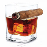 Cigar Glass Holder - Drinking Cup Whiskey Scotch Wine Bourbon - Square Mug Cigarette - Man Perfect Gift Set Accessory - Unique Luxury Old Fashioned - Smoke Lovers & eBook by E2F. Cigar Glass Holder - Drinking Cup Whiskey Scotch
