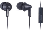 Panasonic ErgoFit In-Ear Earbud Headphones RP-HJE120-K (Black) Dynamic Crystal Clear Sound, Ergonomic Comfort-Fit