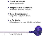 Panasonic ErgoFit In-Ear Earbud Headphones RP-HJE120-KA (Matte Black) Dynamic Crystal-Clear Sound, Ergonomic Comfort-Fit