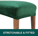 smiry Velvet Dining Room Bench Covers - Soft Stretch Spandex Upholstered Bench Slipcover Removable Washable Bench Seat Protector for Living Room, Kitchen, Bedroom (Peacock Green)