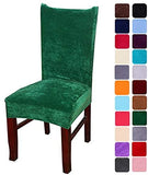 smiry Velvet Stretch Dining Room Chair Covers Soft Removable Dining Chair Slipcovers Set of 2, Peacock Green