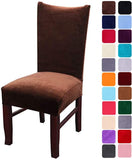 smiry Velvet Stretch Dining Room Chair Covers Soft Removable Dining Chair Slipcovers Set of 2, Peacock Green