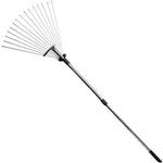 gonicc 63 inch Professional Adjustable Garden Leaf Rake, Expanding Metal Rake - Adjustable Folding Head from 7 Inch to 22 Inch. Collect Leaf Among Delicate Plants,Lawns and Yards. Ideal Camp Rake.