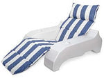 Poolmaster Swimming Pool Floating Chaise Lounge, Caribbean, Blue Stripe