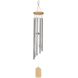 CREABOX Wind Chime-Tuned 28.7 Inches Wooden Grace Chime -9 Silver Aluminum Tubes-Inspirational Collection