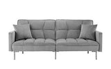DIVANO ROMA FURNITURE Modern Plush Tufted Velvet Splitback Living Room Futon (Dark Grey)