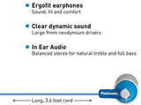 Panasonic ErgoFit In-Ear Earbud Headphones RP-HJE120-KA (Matte Black) Dynamic Crystal-Clear Sound, Ergonomic Comfort-Fit