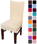 smiry Velvet Stretch Dining Room Chair Covers Soft Removable Dining Chair Slipcovers Set of 2, Peacock Green