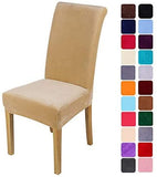 smiry Velvet Stretch Dining Room Chair Covers Soft Removable Dining Chair Slipcovers Set of 2, Peacock Green