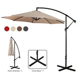 WARM HARBOR Offset Hanging Patio Umbrella Aluminum Outdoor Cantilever Umbrella Crank Lift (10 Ft-Beige)