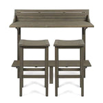 Great Deal Furniture Cassie Outdoor 3 Piece Grey Finish Acacia Wood Balcony Bar Set