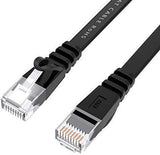 Lovicool Cat 6 Ethernet Patch Cable 100 ft Black, 4-Pair UTP Flat Networking Patch LAN Cable Ethernet Cords Network Wire Speed up to 250MHz with RJ45 Connectors 30m