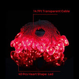 14.5ft 40LED Valentines Decorations String Lights, Heart Shape Valentines Day Decor for Indoor Outdoor Home Room Party Wedding Hanging