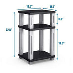 Tangkula End Table, 3-Tier Square Wood Storage Shelf Display Shelving Night Stand Sofa Side Table for Home Office (2, Black)