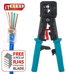 ITBEBE RJ45 Crimping Tool Made of Hardened Steel with Wire Cutter Stripping Blades and Textured Grips (RJ45 CRIMPER TURQUOISE-B)