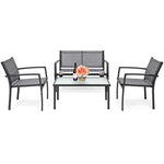 Best Choice Products 4-Piece Patio Metal Conversation Furniture Set w/Loveseat, 2 Chairs, and Glass Coffee Table- Gray