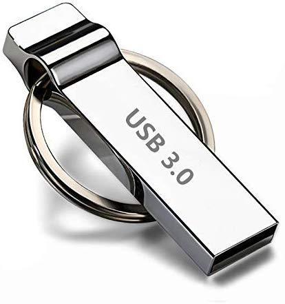 DXBUFU 256GB Silver Metal Compatible 2.0 &3.0 256GB USB Flash Drive, Portable Waterproof Metal Pen Drive Storage Keychain Thumb Drive Memory Stick with Anti-Lost Keychain (256GB)