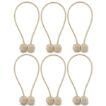 NZQXJXZ Curtain Tiebacks Magnetic, Drape Holders Holdbacks Decorative Weave Rope Clips Window Sheer Blackout Panels Home Office, Beige (Pack of 6)