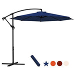 10 ft Offset Cantilever Patio Umbrella Outdoor Market Hanging Umbrellas & Crank with Cross Base and Umbrella Cover, 8 ribs (Navy Blue)