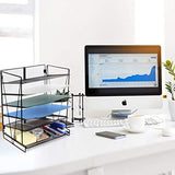 Veesun Desk Organizer,Desktop File Organizer, Letter Paper Tray Holder,6-Tier,Black