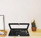 JackCubeDesign Jewelry Ring Display Organizer Storage Box Case Tray Holder with 72 Slot Ring Display(Black, Inside Black Velvet, 14.7 x 8.3 x 1.97 inches)- :MK248A