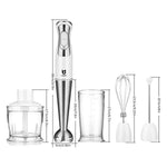 Immersion Hand Blender, Utalent 5-in-1 8-Speed Stick Blender with 500ml Food Grinder, BPA-Free, 600ml Container,Milk Frother,Egg Whisk,Puree Infant Food, Smoothies, Sauces and Soups - White