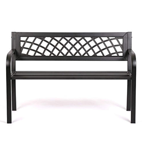 Patio Park Garden Bench Porch Path Chair Outdoor Deck Steel Frame New