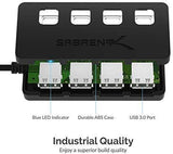 Sabrent 4-Port USB 3.0 Hub with Individual LED Power Switches (HB-UM43)