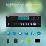 4-Channel Wireless Bluetooth Power Amplifier - 1000W Stereo Speaker Home Audio Receiver w/FM Radio, USB, Headphone, 2 Microphone w/Echo, Front Loading CD DVD Player, LED, Rack Mount - Pyle PD1000BA