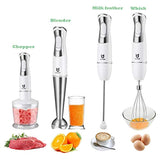 Immersion Hand Blender, Utalent 5-in-1 8-Speed Stick Blender with 500ml Food Grinder, BPA-Free, 600ml Container,Milk Frother,Egg Whisk,Puree Infant Food, Smoothies, Sauces and Soups - White