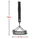 Grill Brush Bristle Free - Grill Brush - 18'' Rust Proof Triple Stainless Steel BBQ Grill Cleaner for Steel, Porcelain, Iron,Ceramic Grates