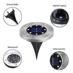 [ 12 Pack] Solar Ground Lights,Solar Garden Light,8 LED Garden Pathway Outdoor In-Ground Lights,Waterproof Disk Flood Lights Dark Sensing Landscape Lighting for Lawn Yard Patio - White