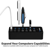 Sabrent 4-Port USB 3.0 Hub with Individual LED Power Switches (HB-UM43)