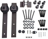 TMS 5 FT Country Antique Dark Coffee Steel Sliding Barn Wood Door Hardware Track Set