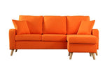 Divano Roma Furniture Mid Century Modern Linen Fabric Small Space Sectional Sofa Reversible Chaise (Orange)