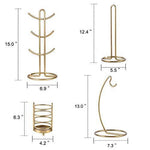 Paper Towel Holder Countertop, TY Storage Metal Standing Simply Tear Roll Holder, Fits Standard and Jumbo-Sized Rolls for Kitchen Countertop, Golden