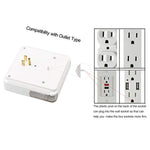 1byhome Wall Mount Charger, Multi-Functional Socket Wall Tap, Wall Mount Charging Center 3 Outlet Wall Mount Adapter Surge Protector with 2 USB Ports