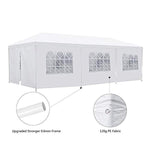 JOO LIFE 10' x 30' Canopy Outdoor Party Wedding Tent Heavy Duty Gazebo Pavilion 8 Removable sidewalls,White Canopy Tent BBQ Shelter