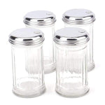 Tebery 4 Pack Stainless Steel Flip Cap Glass Sugar Dispenser/Pourer/Shaker,12 ounce