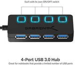 Sabrent 4-Port USB 3.0 Hub with Individual LED Power Switches (HB-UM43)