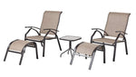 Backyard Classics Astoria 5-Piece Patio Seating Set with Adjustable Sling Chair, Ottomans and Glass Table Top