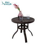 PHI VILLA Outdoor Springs Motion Chairs and Round Table Bistro Furniture Set with Red Cushioned Seats