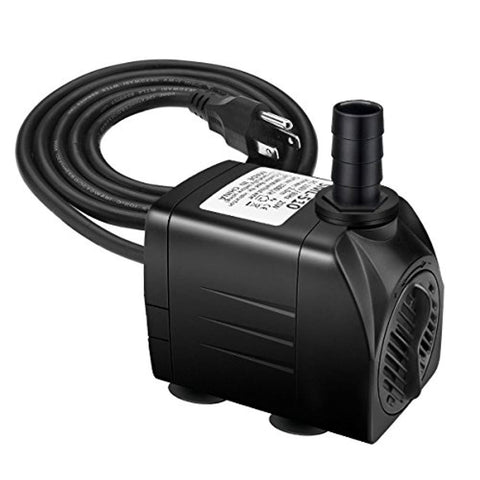 Jhua Water Pump 300GPH (1200L/H, 21W) Submersible Water Pump, Ultra Quiet Fountain Water Pump with 5.9ft Power Cord, 3 Nozzles for Aquarium, Fish Tank, Pond, Statuary, Hydroponics