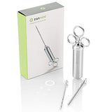 Zanmini Meat Injector Seasoning Syringe,Stainless Steel Flavor Injector 60ml/2oz Marinade Flavour Food Syringe Kit with 2 Professional Marinade Needles for Pork Beef Chicken Marinade Brine BBQ Tools