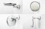 JiBen Fogless Shower Mirror with Power Locking Suction, Built-in Razor Hook and 360 Degree Rotating Adjustable Arm, Personal Fog Free Bathroom Shaving Mirror (Chrome)