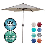 Abba Patio Outdoor 9-Feet Table Umbrella with Push Button Tilt and Crank Lift, Turquoise Striped