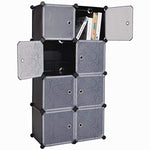 C&AHOME 8 Cube Storage Organizer Toy Rack Cabinet Wardrobe DIY Black Closet with White Doors